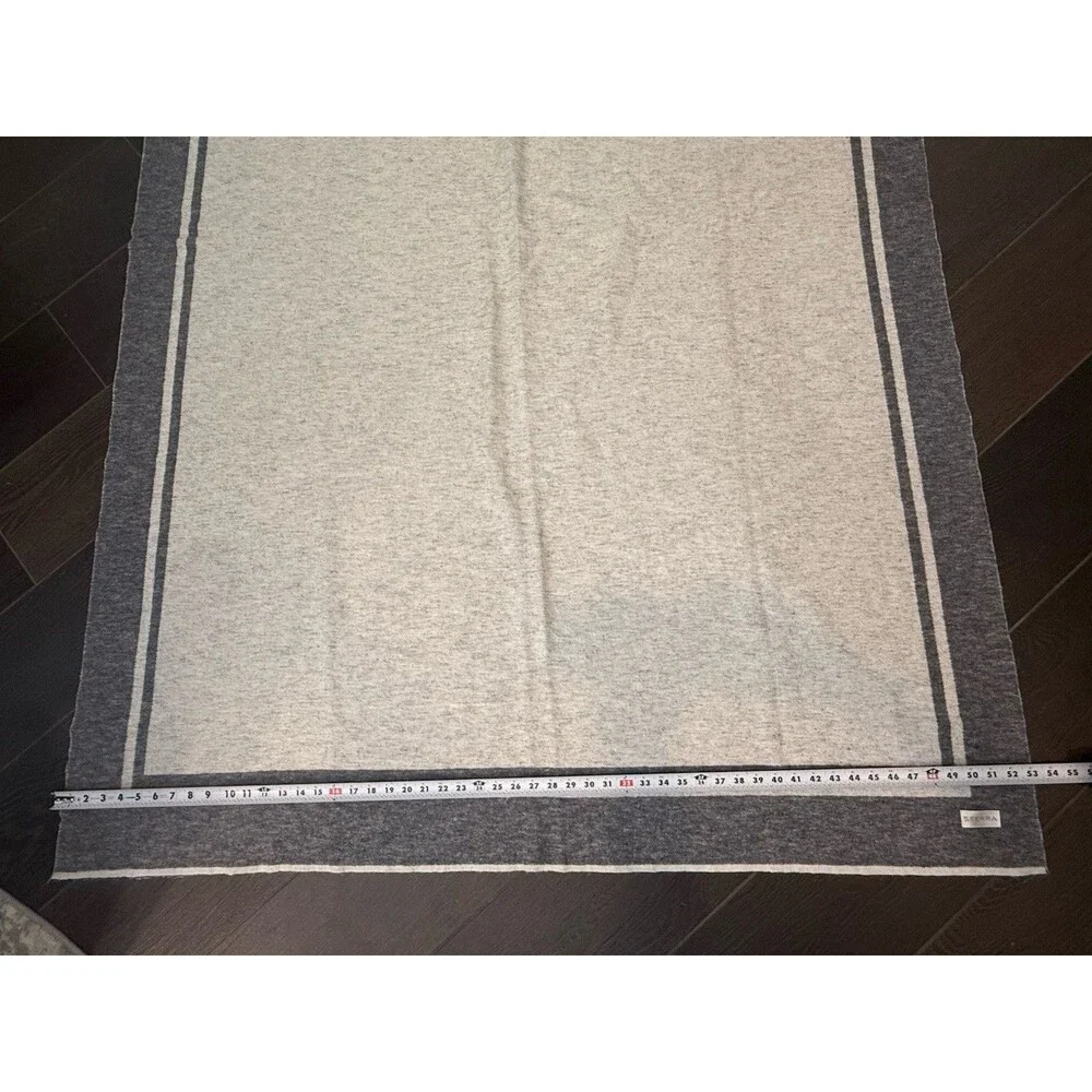 Sferra Fine Linens Viletta Throw Blanket Gray Tan 53x78 Cashmere Wool Cotton Bld